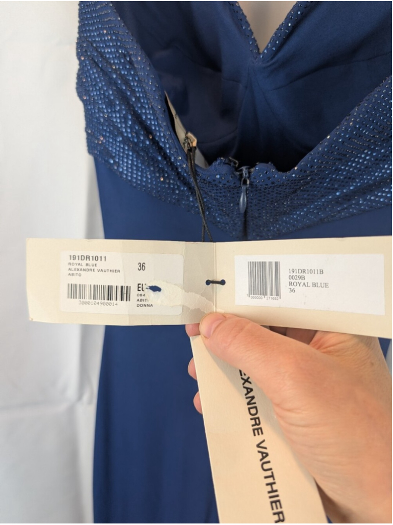 Alexandre Vauthier Strapless Crystal-Embellished Stretch-Jersey Gown In Blue — image 7 of 8